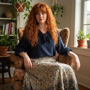 Vintage Handmade Black Crinkled Long Puffy Sleeve Blouse Size M